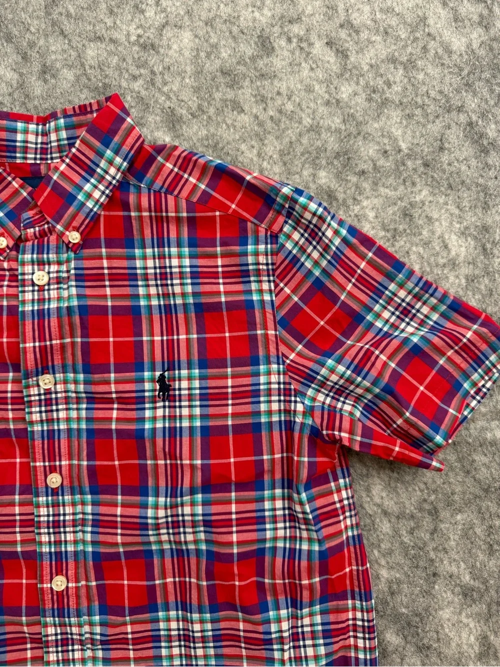 Ralph Lauren Red Plaid Short-Sleeve Button-Down Shirt